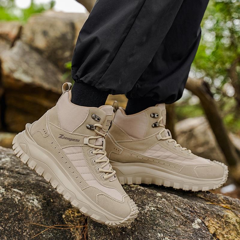 2026 New men's hiking boots, high top combat training boots, anti slip snow boots, field desert boots, outdoor cycling shoes