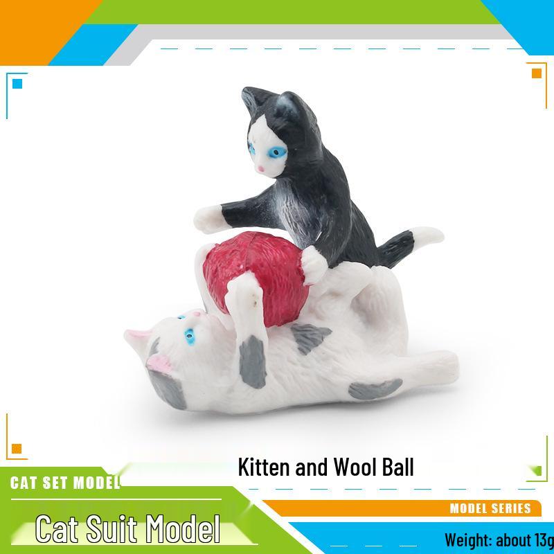 Children's Black and White Kitten Simulation Set - Toy Cat Figurine