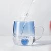 Gradient Colored Love Glass Cup Couple Breakfast Milk Cups Transparent Drinking Glasses for Juice Iced Coffee Mugs Drinkware