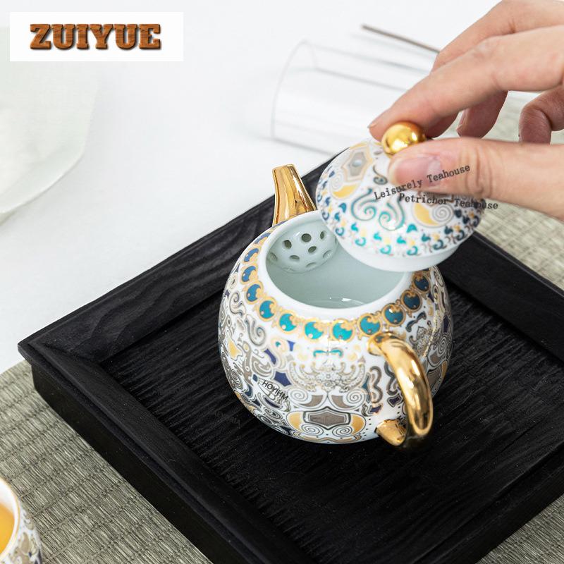 Gold Silver Taotie Tea Set Complete Set Vintage Tea Ceremony Set Household Tea Soaking Teapot And Tea Cup Set Teaset Ornaments