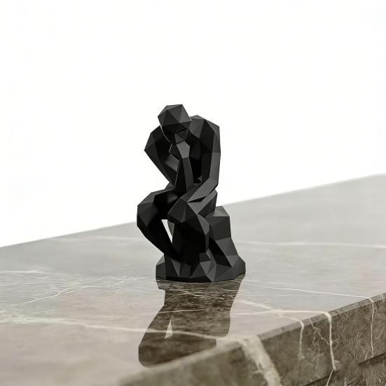 Thinker Ornaments 3D Printed Nordic Style Statue Compact Modern Art Figurine Sharp Edges Desktop Bookshelf Sculpture