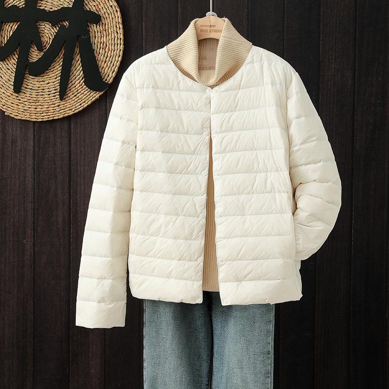 Light down jacket women's liner short round neck inner and outer wear thin women's clothing portable collarless jacket