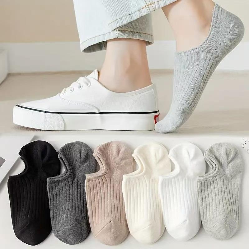 Women's Non-Slip Cotton Boat Socks - Breathable, Sweat-Absorbing, Low-Cut, Invisible, Solid Colors