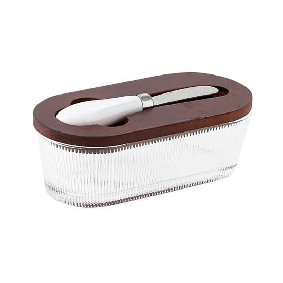 Szklany pojemnik na masło Yousheng z pokrywką, szpatułką, dużą maselniczką, łatwy do czyszczenia pojemnik na masło, niezbędny dodatek dla miłośników masła