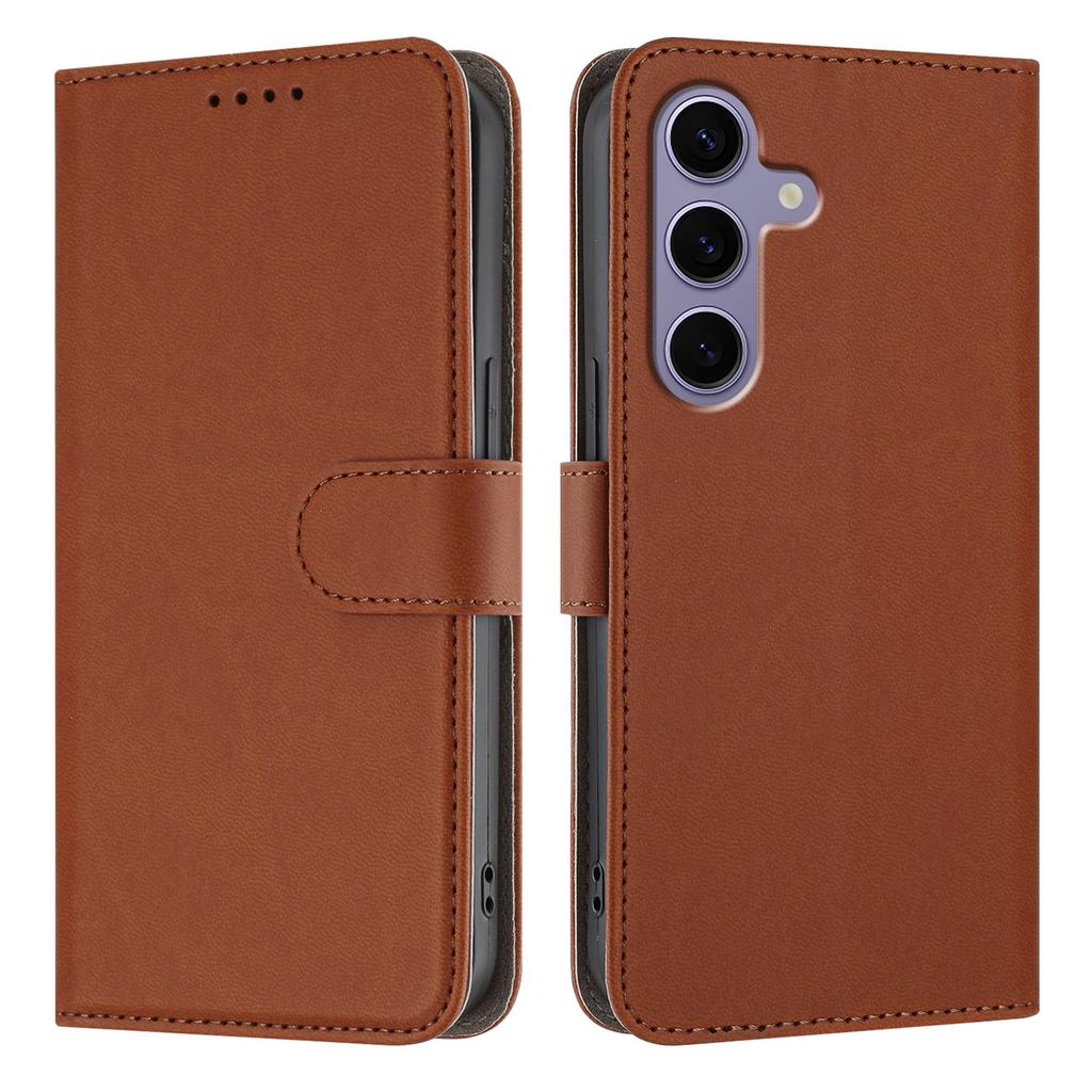 For Samsung Galaxy S25/Galaxy S24 Leather Case Solid Color Phone Cover with Wallet