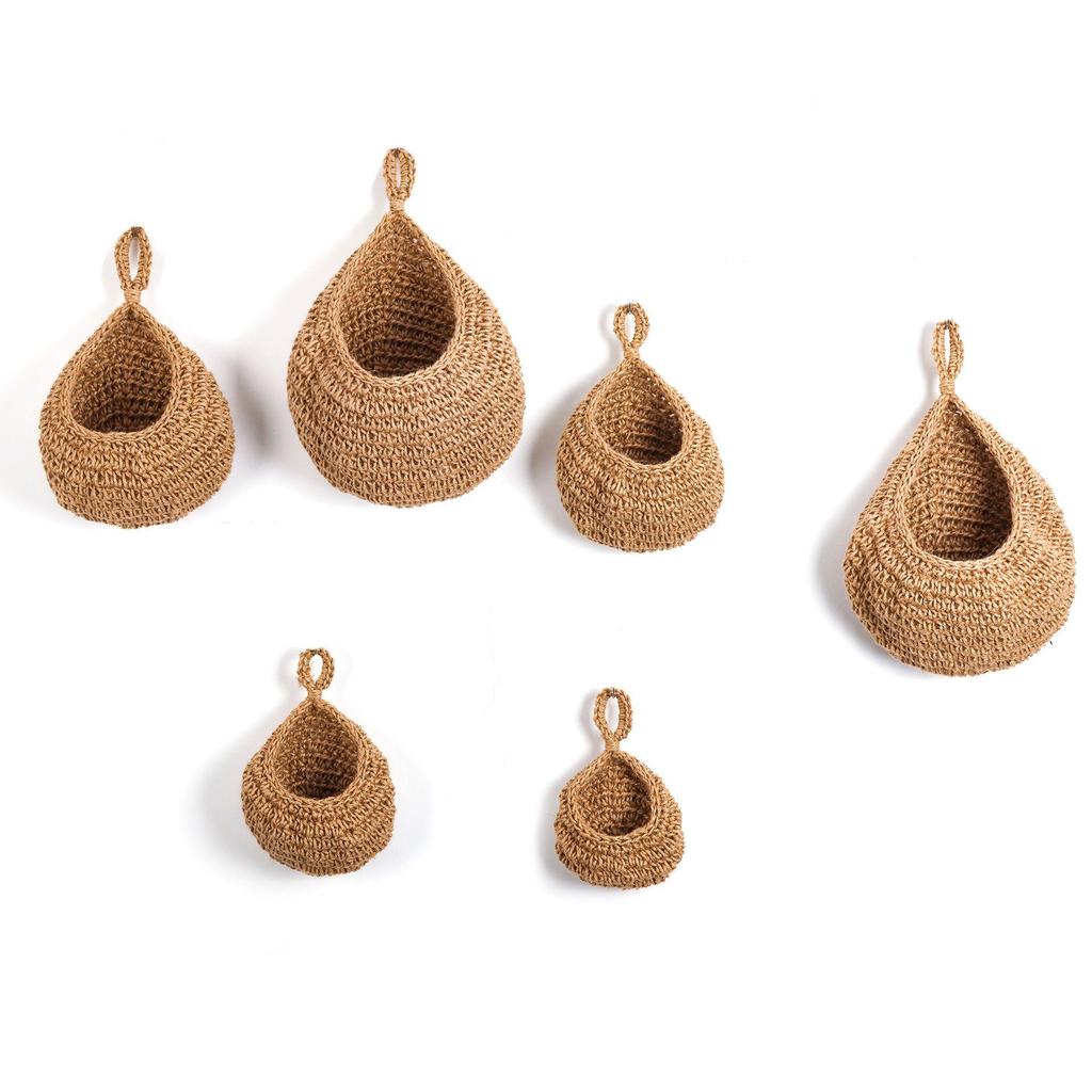 Wall-Mounted Handwoven Cotton Rope Storage Basket for Vegetables and Fruits