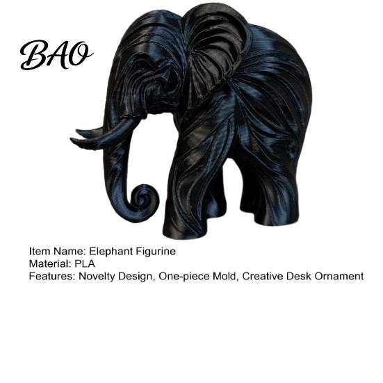 Cute Elephant Statue 3D Printed Figurine, One-Piece Molding, Simulated Printing Figurine Model, Desktop Ornament for Home, Bookshelf Decoration Unique