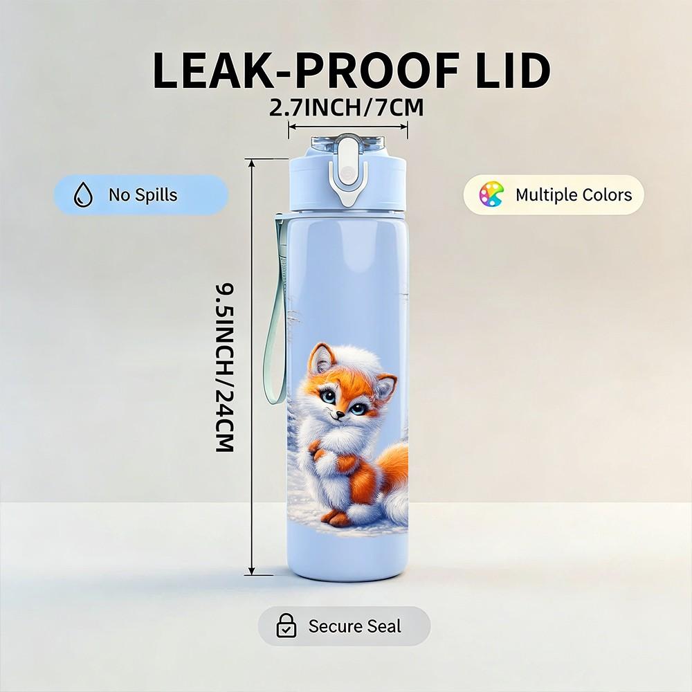 1PC Fox Inside Spread Eagle Wing Art Print 750ml Color Plastic Sports Water Bottle Leakproof Flip Straw Lid Suitable for Sports Office Home Use