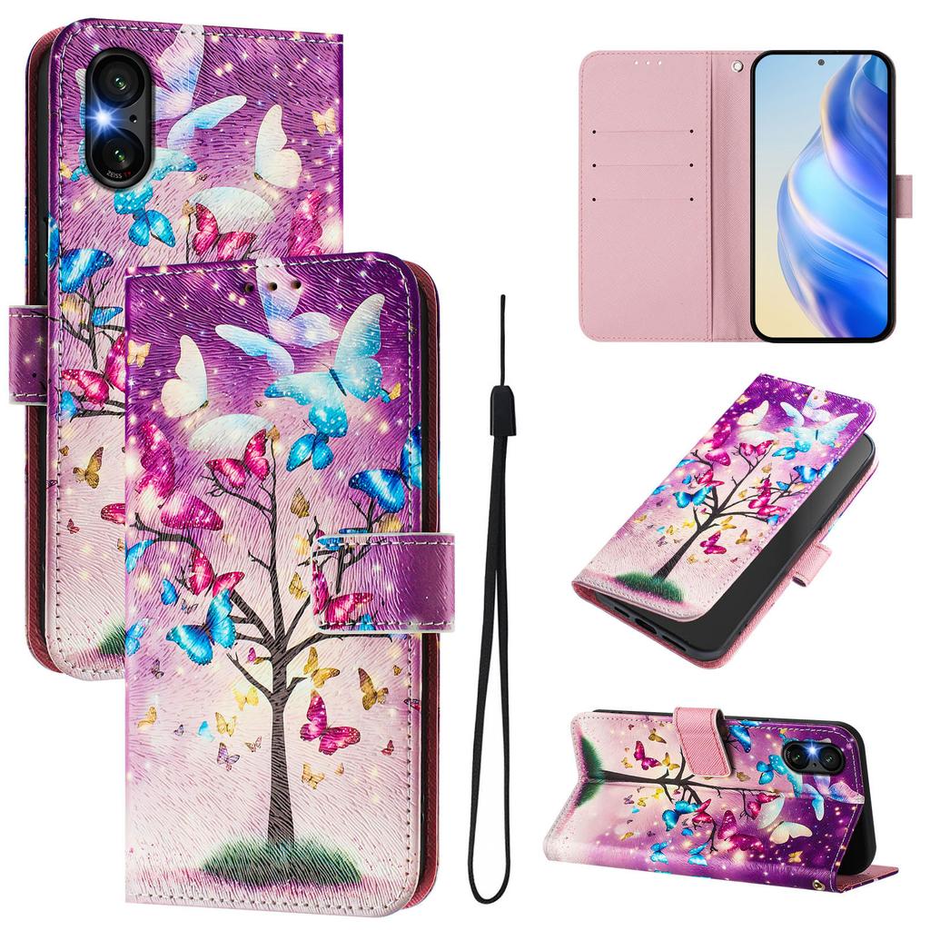 Butterfly Tree Luxury Painted Leather Case Wallet Book Style Cover for Sony Xperia 5 IV / 10 IV ,Xperia 1 V / 5 V / 10 V,Xperia 1 VI,5 VI,10 VI.