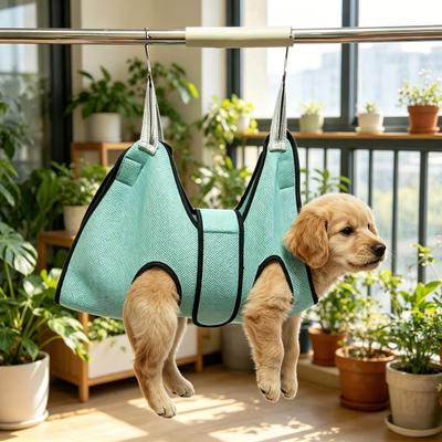 Pet Grooming Hammock Breathable Mesh Dog Grooming Sling Cat Restraint Hammock with Security Strap for Small Medium Dogs Cats Nail Trimming