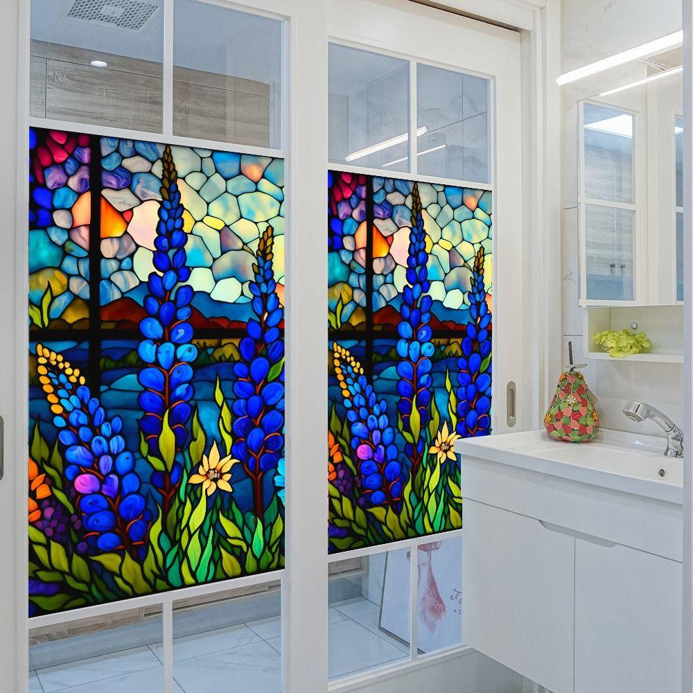 Self-adhesive PVC Static Window Sticker DIY Colorful Glass Window Film  Glass