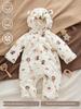 Newborn Winter Jumpsuit with Jacket, Hand & Foot Covers (0-6 Months) - Warm, Thickened Baby Outfit for Outdoor Use