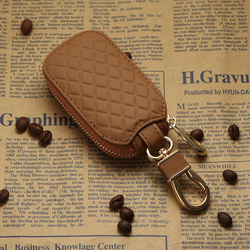 Leather Car Key Case Men Women Wallets Key Holder Housekeeper Covers Zipper Bag Keychain Cover for Keys Organizer Card Pouch