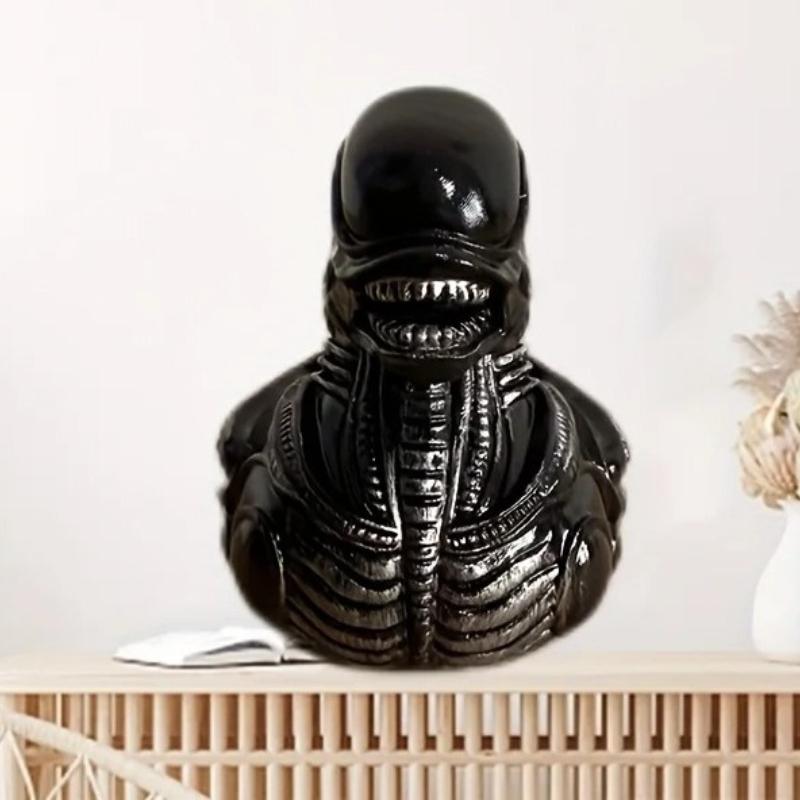 Creative Alien Themed Duck Figurine Whimsical Sci-Fi Desktop Resin Ornament for Party Novel Ornament for Movie Fans Duck Lovers