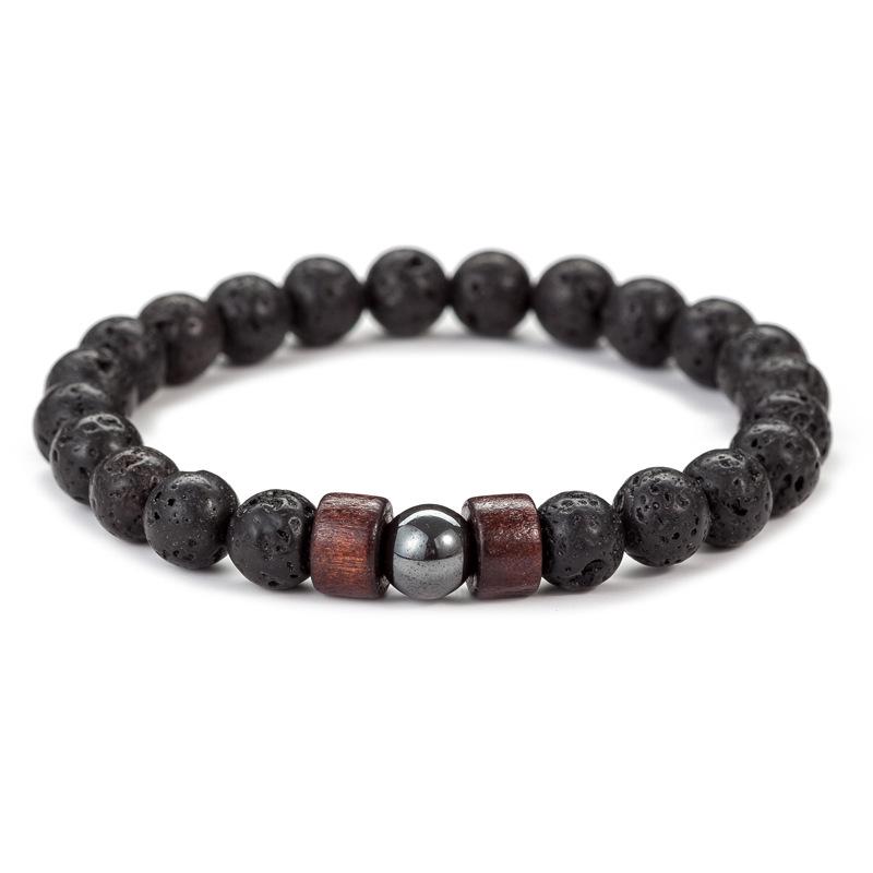 Volcanic Stone Bracelet for Men Lava Wooden Beads Bracelet Tibetan Buddha Wrist Chain Women Men Zircon Gift New Bracelets