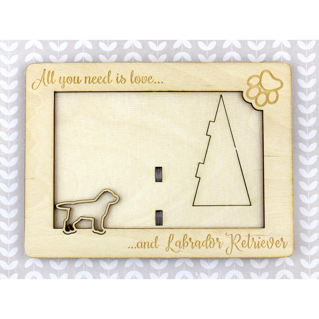 Labrador Retriever - Photo frame, engraved wooden frame, a lovely gadget for the dog lover by Art-Dog