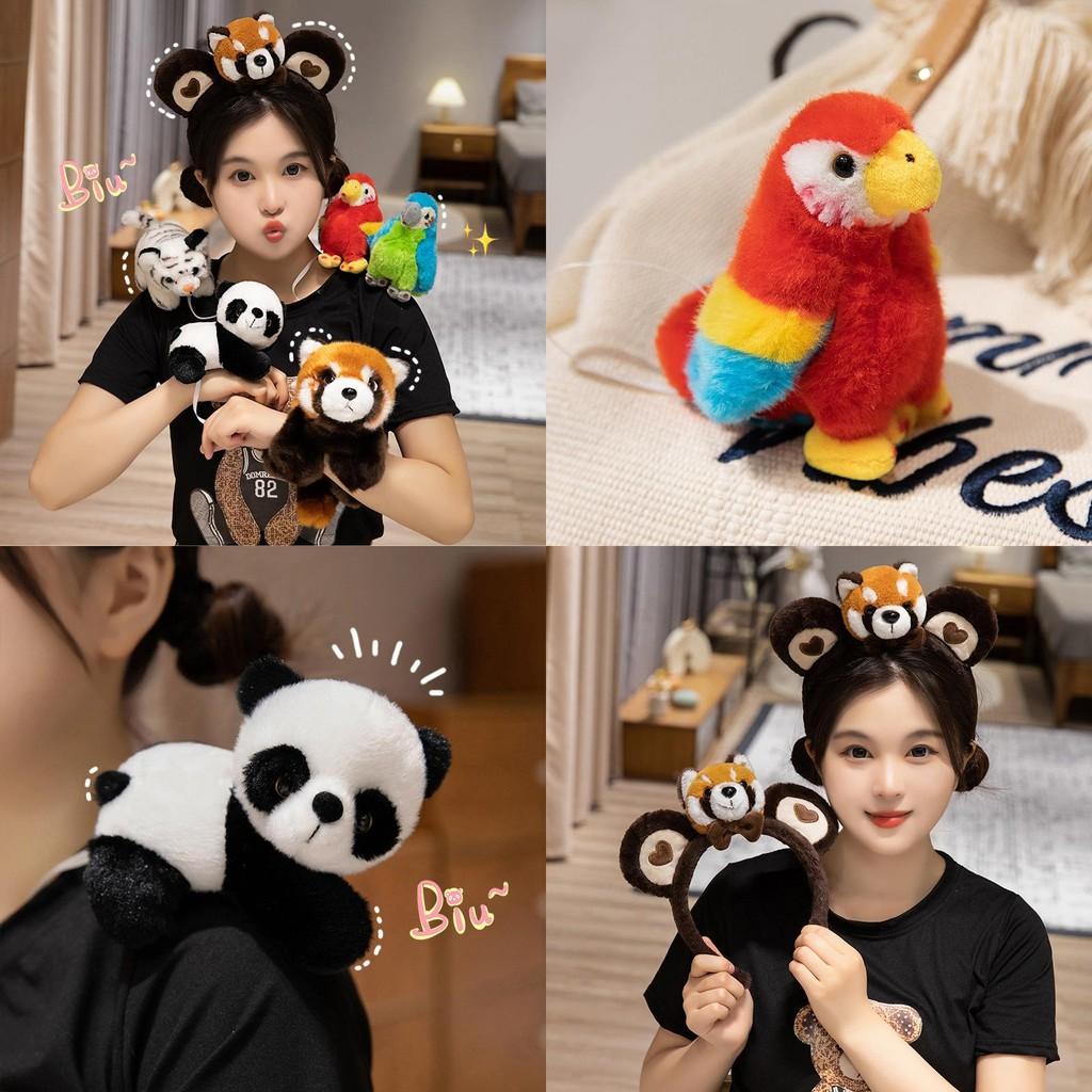 Panda Raccoon Tiger Parrot Plush Shoulder Simulation Toy Animal Birthday Gift