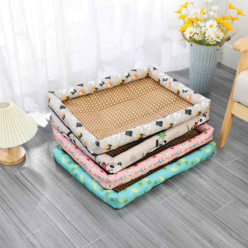 Pet Summer Mat Cat And Dog House Pet Ice Mat Cat And Dog Comfortable Cold Nap Floor Mat Linen Nylon Durable Pet Bed