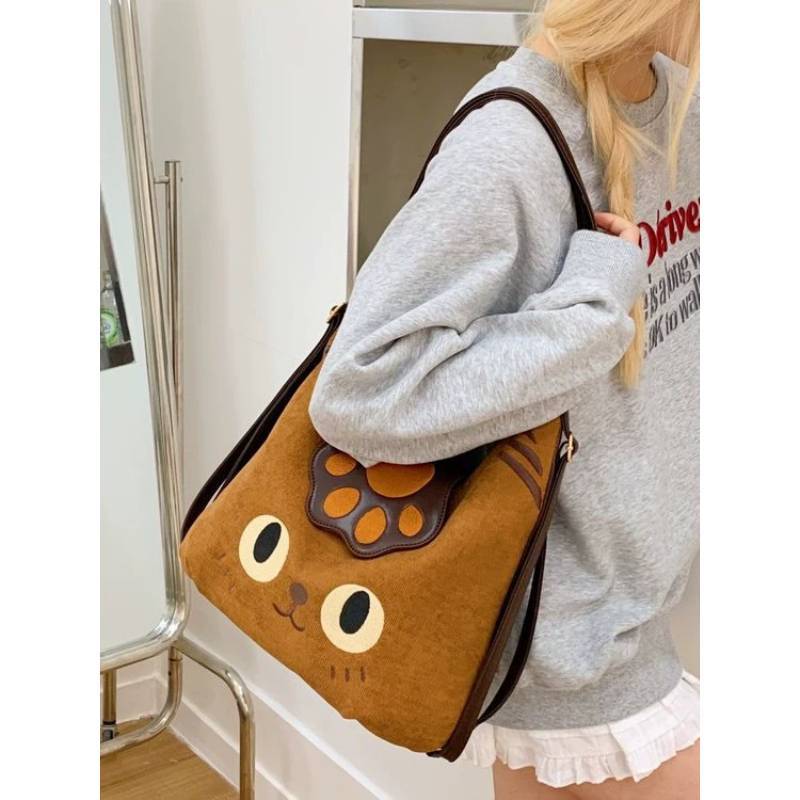 Cat Shoulder Bag Pu Leather With Padded Straps For Teens And Women