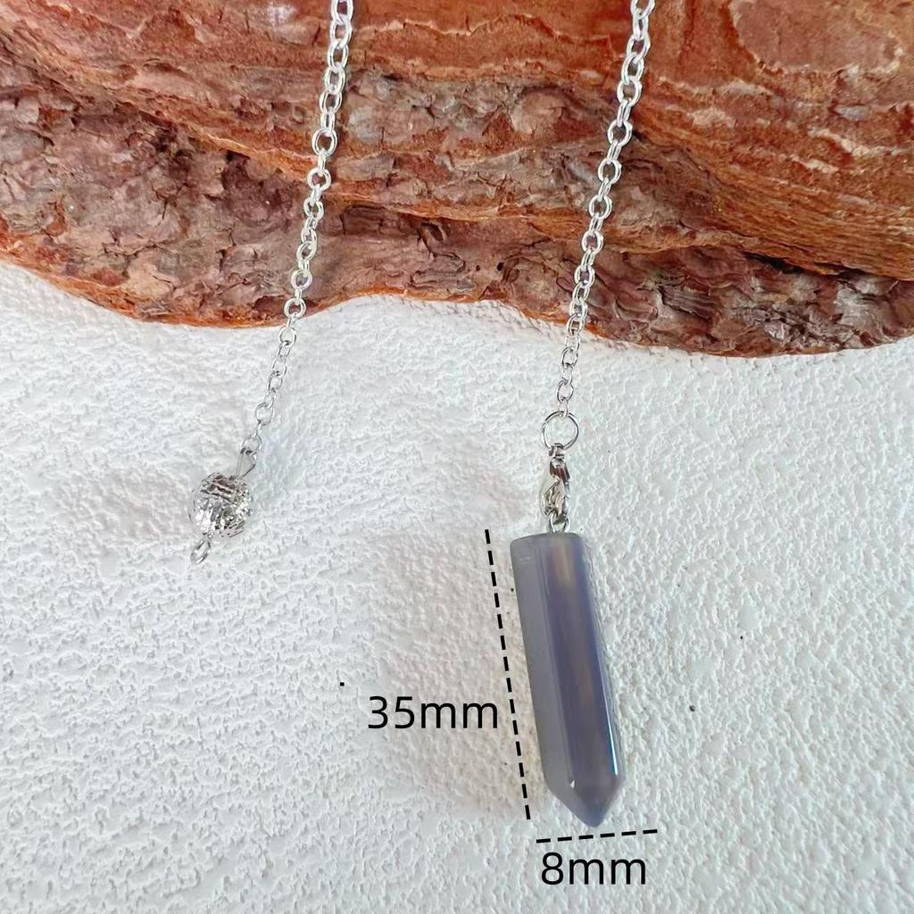 Natural Stone Hexagonal Pendant Necklace - Large Crystal Bullet Clavicle Chain for Women