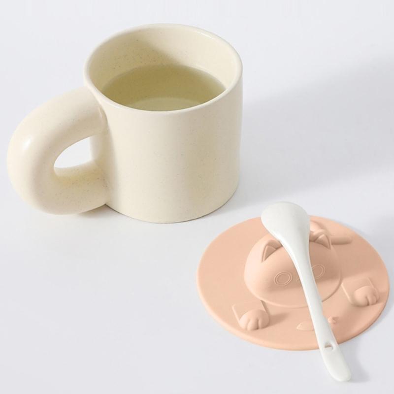 Pack Of 3/4 Cats Shape Silicone Cup Lid With Tea Bag Holders And Phone Stand Function For Hot Beverages