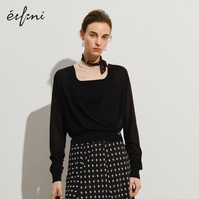 

Eifini Women s Deep V-Neck Pullover Knit Top M