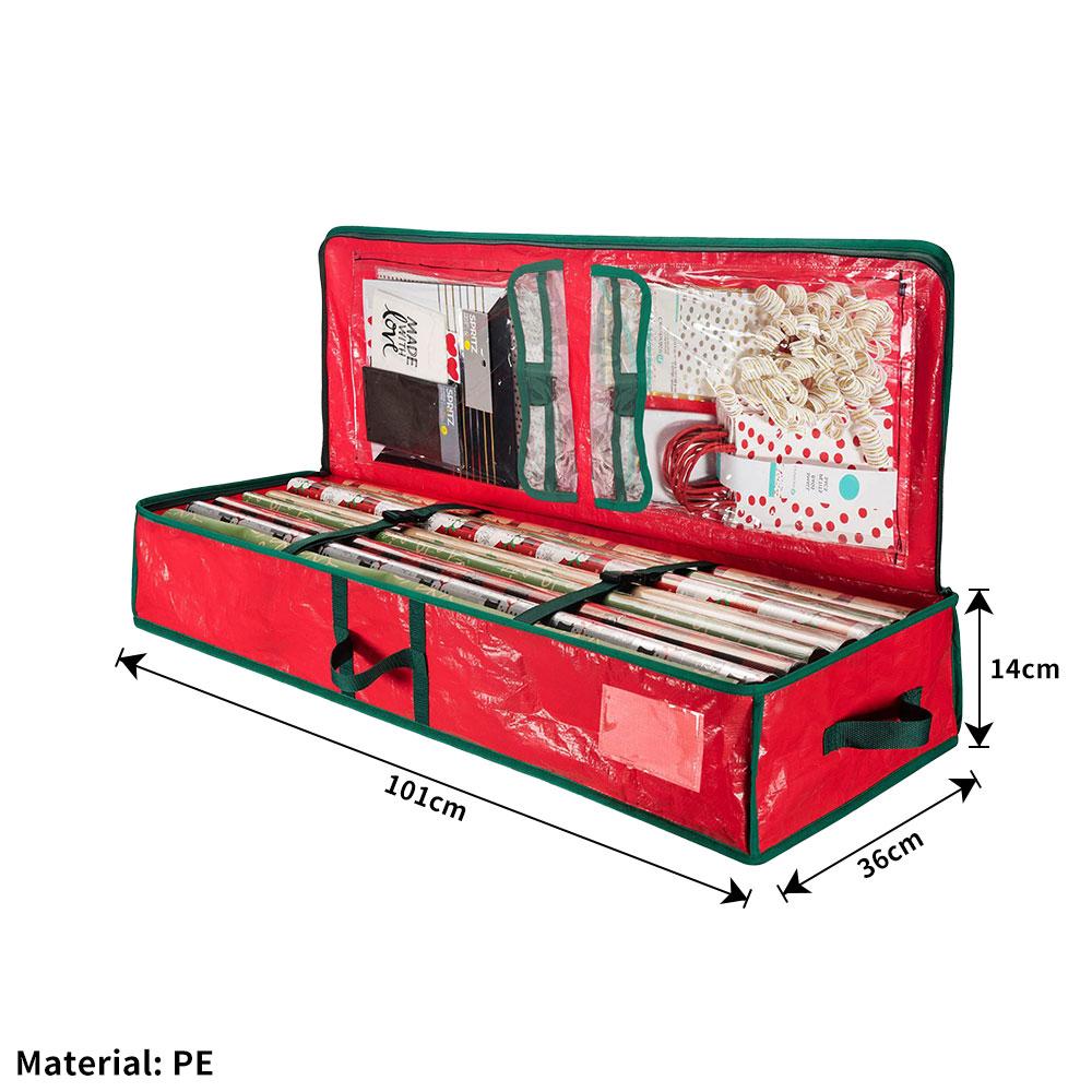 Christmas Gift Wrap Storage Bag Waterproof Underbed Handles Large Xmas Wrapping Paper Storage Box Holiday Accessories Dropship