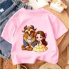 Street Style Boys Girls Tee Beauty And The Beast Trendy Fashion Cartoon Design Summer Kids Casual Outfit