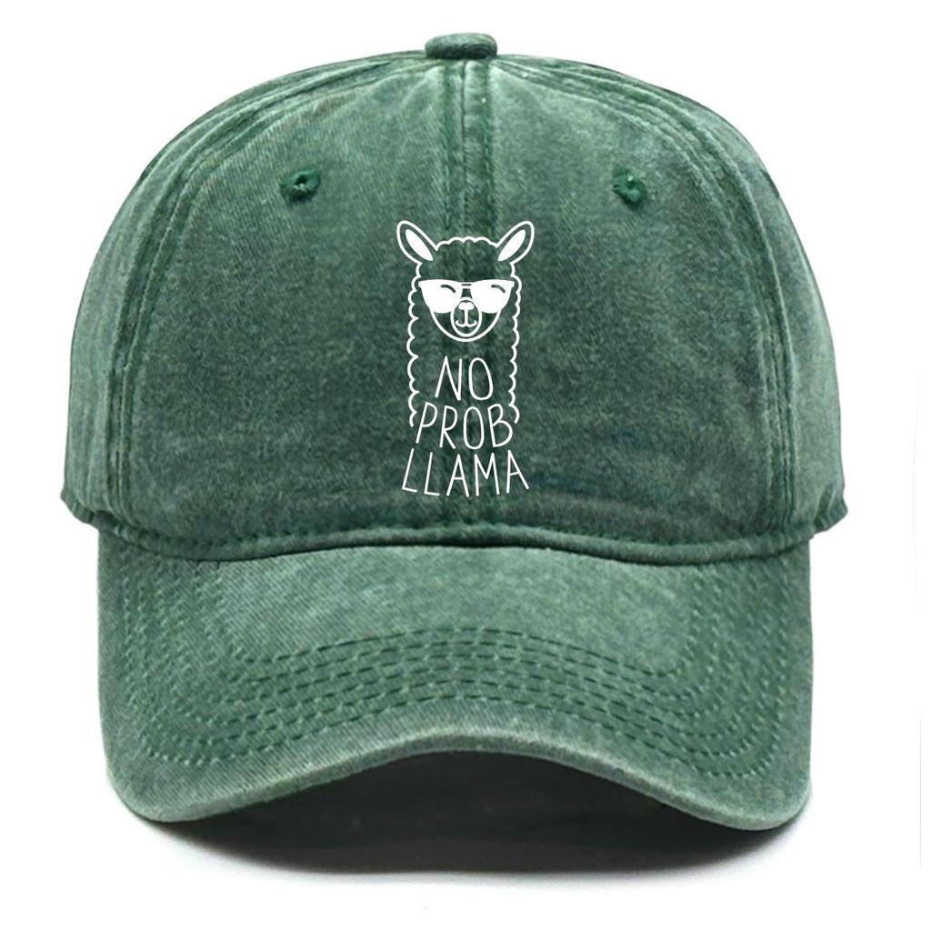 NO PROB LLAMA" Print Adjustable Sun Hat, Animal Alpaca Man's Cap Sun Visor Breathable Fashion Stylish Snapback Baseball Hat