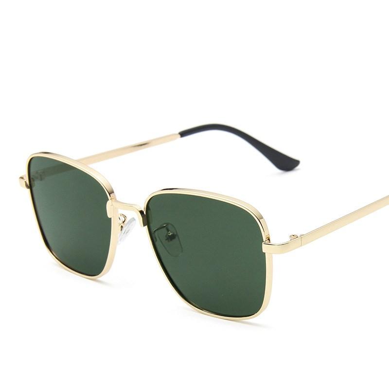 New Classic Fashion Women Oversized Sunglasses Anti-Reflective Mirror Vintage Square Metal Sun Glasses Men Driving Eyewear Uv400
