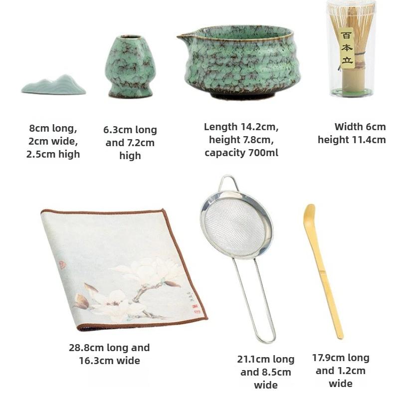 7pcs Ceramic Tea Whisk Set Blender Matcha Brush Gradient Matcha Bowl Tea Set Holder Tea Bowls TeaS Cups gifts