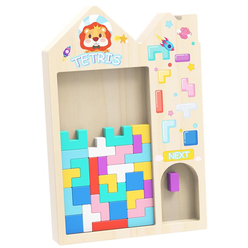 Early Childhood Puzzle 3D Three-Dimensional Wooden Block Construction Bricks Infant Logic Training Puzzle Playthings Parent-Child