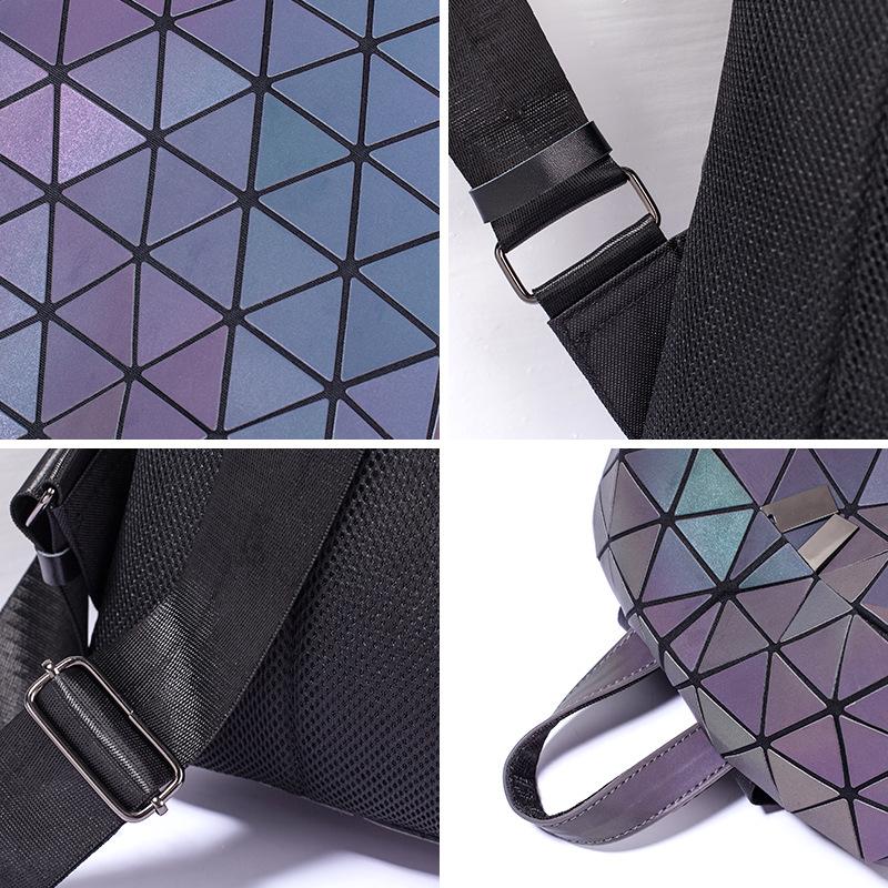 Women's Geometric Rhombus Backpack Fashion Symphony Backpack Unisex Luminous Large Capacity Backpack