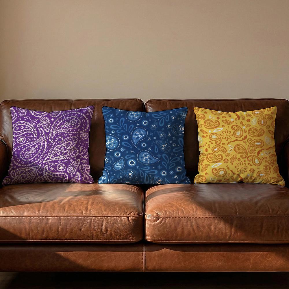 Color Paisley Pattern Cushion Cover Soft Reversible  Durable Pillow Cover  MultiScene Use for Home  Car Daily Comfort