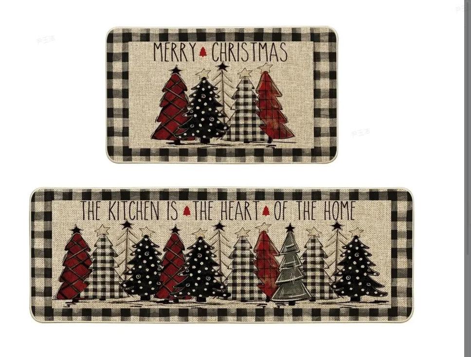 

2Pcs Christmas Gnome Doormat Set Bedroom Bath Toilet Antislip Xmas Tree Carpet Merry Christmas Home Decoration New Year Gift 2Pcs