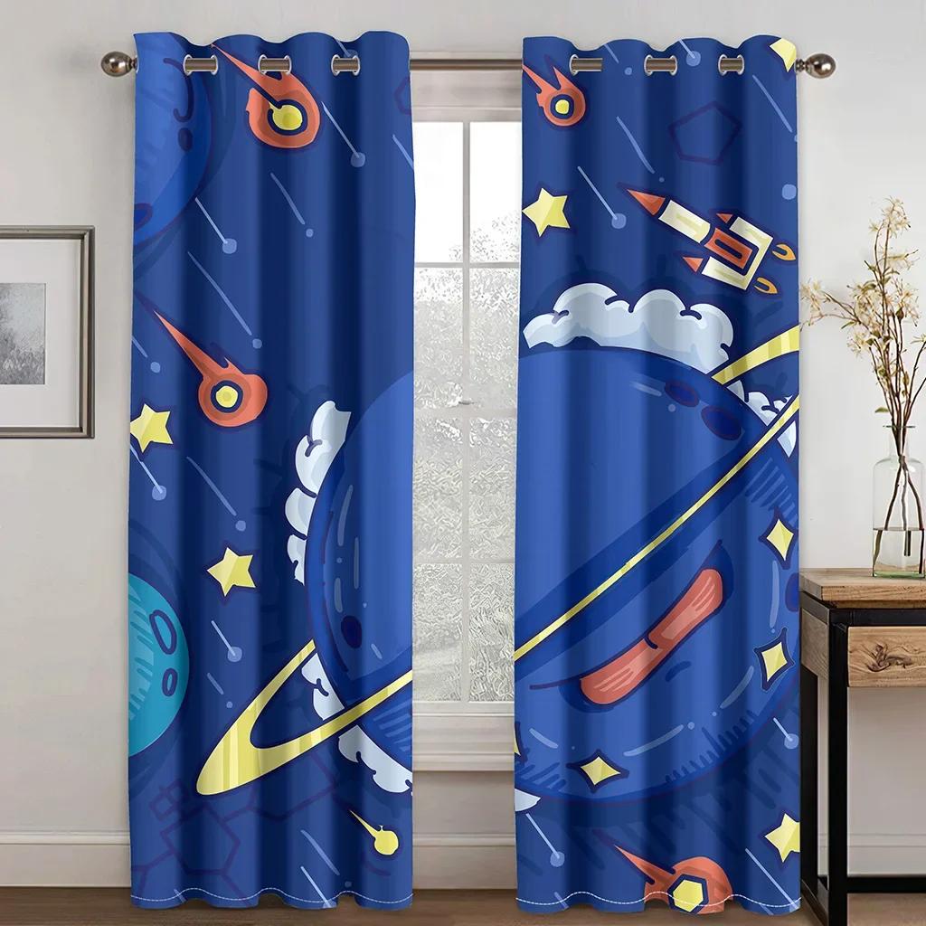 Weltraum Astronauten Vorhänge für Kinderzimmer Wohnzimmer Vorhänge für Wohnzimmer 2 Stück Kostenloser Versand