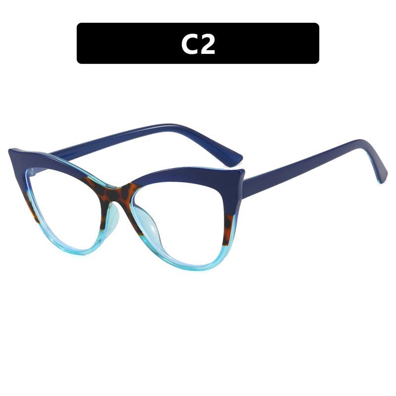 Stylish Color-Block Cat-Eye Frames Anti-Blue Light Non-Prescription Glasses Classic Cycling and Driving Eyewear for Women