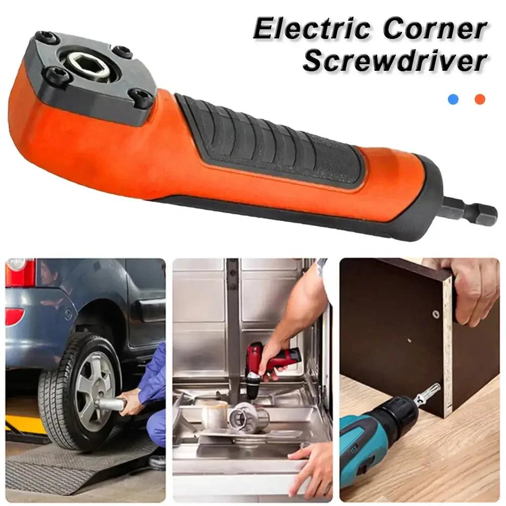 Heavy Duty Right Angle Drill Extension 1/4 Hex Bit Holder Adapter for Manual Screwdriver Woodworking Carpenter DIY Tools