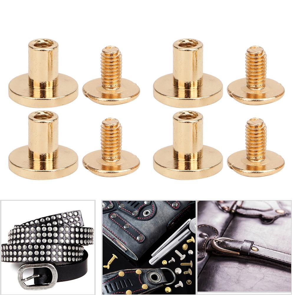 50 Set 8mm Pure Copper Flat Head Rivets Leather Strap Screws Kit for Notebook BindingGold