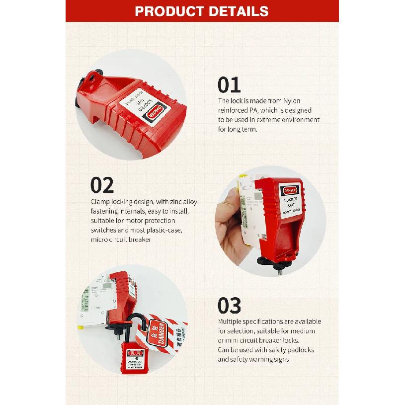 Keyu 5pcs Motor Protection Breaker Lock Switch Lock with 4-Holes To Accept Safety Padlocks Lockout