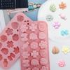 1-4PC 18-Cavity Flower Candy Silicone Mold Set Daisy Rose Leaf Bows  Baking Mold For Cookies Chocolates Fondant Cake Flower Mold