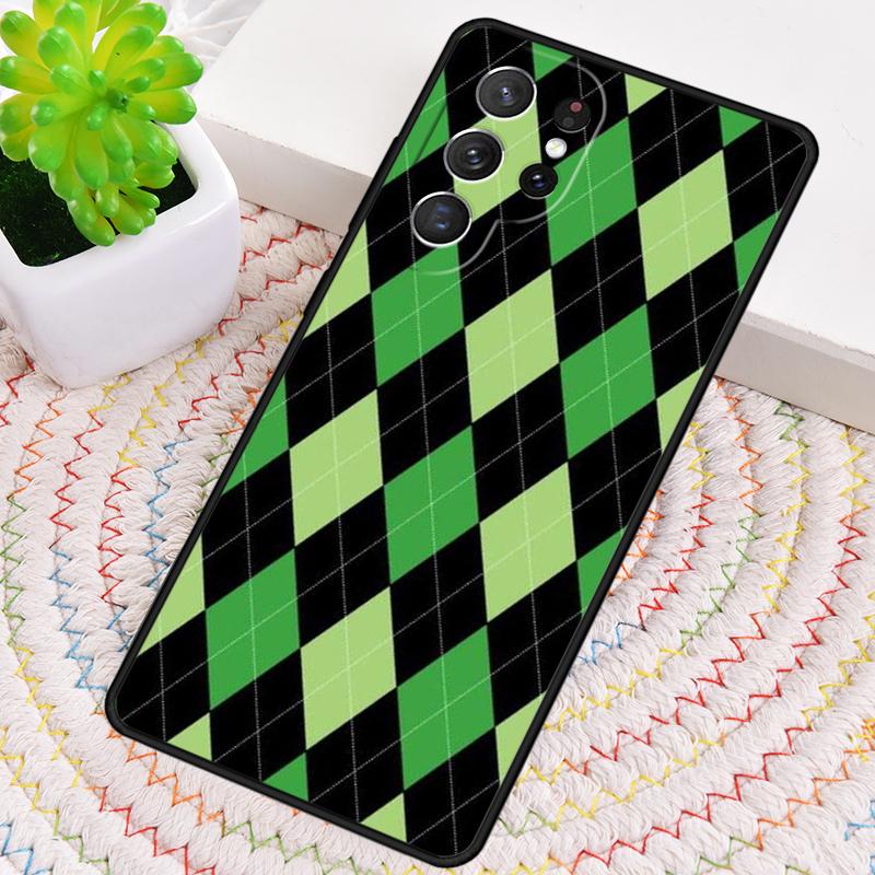 Red And Green Argyle Pattern Phone Case For Samsung Galaxy note 10 pro S26 S25 S24 S23 S22 Ultra Plus S21 FE S20 Cover