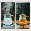 GIANXl Vertical Grain Teapot Transparent High Borosilicate Glass Tea Pot Set Heat Resistant Flower Tea Puer Tea Cold Kettle