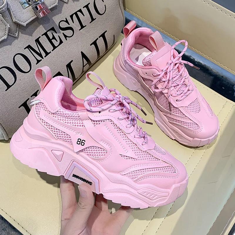 Fashion 2025 New Women's Luxury Sneakers Fashion Trend Casual Board Shoes Youth Thick soled Height Increasing Sports Running Shoes