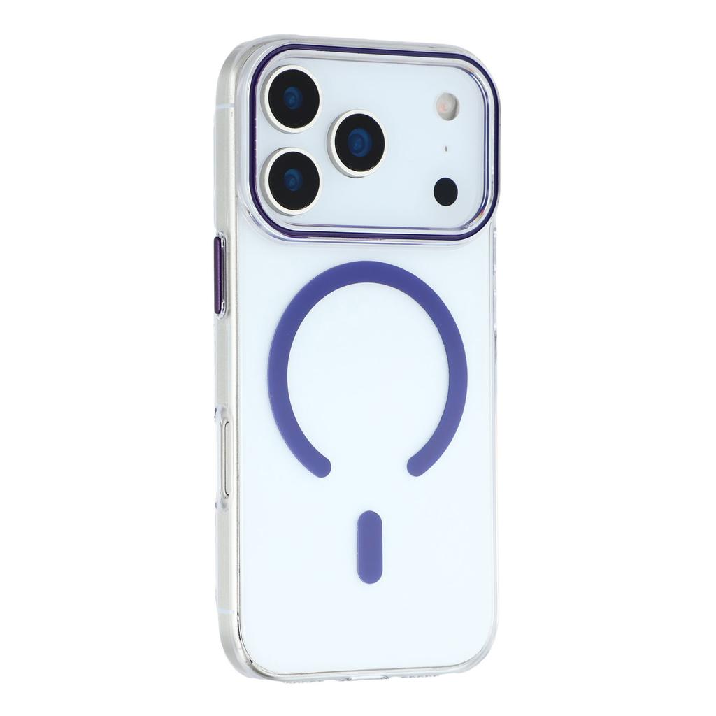 For iPhone 17 Pro Max Magnetic Case Clear PC Phone Back Cover with Metal Buttons