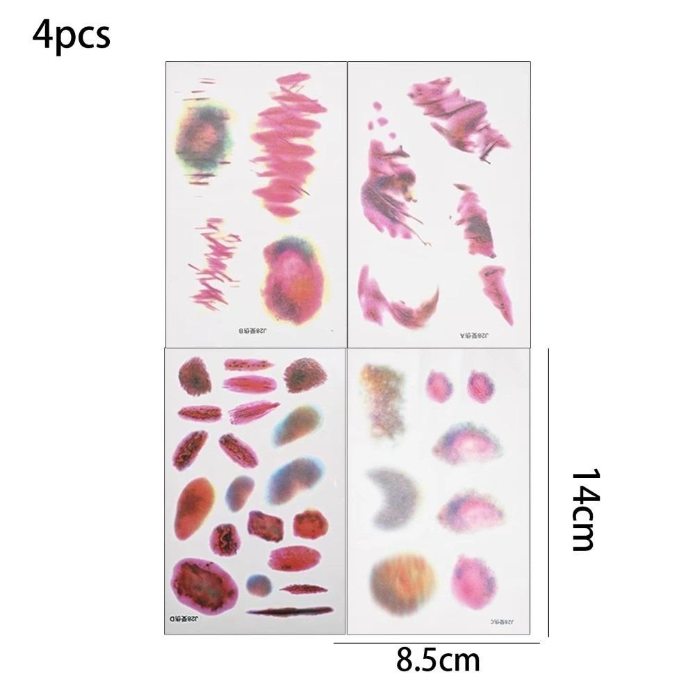 1/4PCS Gifts Waterproof Wound Bruising Temporary Tattoos Realistic 3D Fake Tattoo Lasting Scar Tattoo Sticker