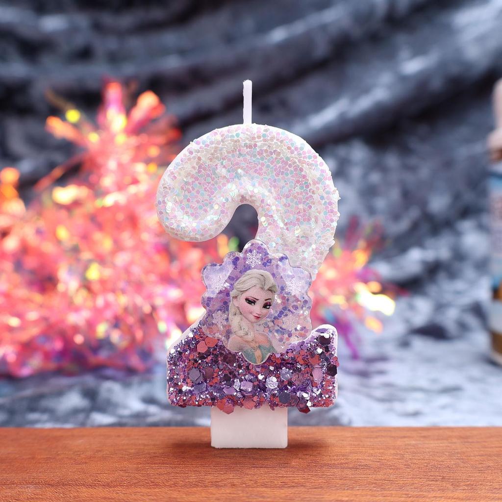 Creative Cute Elsa Princess Number Candles for Baby's First Birthday Cake - Green
