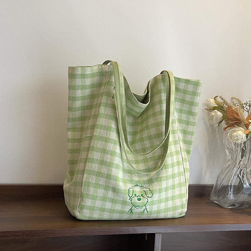 

College students simple casual canvas shoulder armpit bag women s summer new large-capacity tote bag зелёный