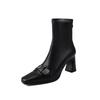 Klopf sanft klopf bequeme Kamelie quadratischer Kopf High Heel kurze Stiefel 2025 Herbst dünner Reißverschluss hinten Mode Stiefel Damen