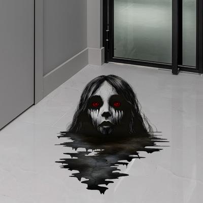 1 Set Halloween Female Ghost Sticker Waterproof PVC Self-adhesive Creepy Home Bedroom